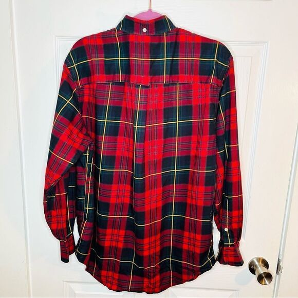 Turnbury Red Plaid Button Down Shirt Button Collar M 33 - Picture 8 of 10